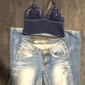 Jean and Halter Top Cute Set